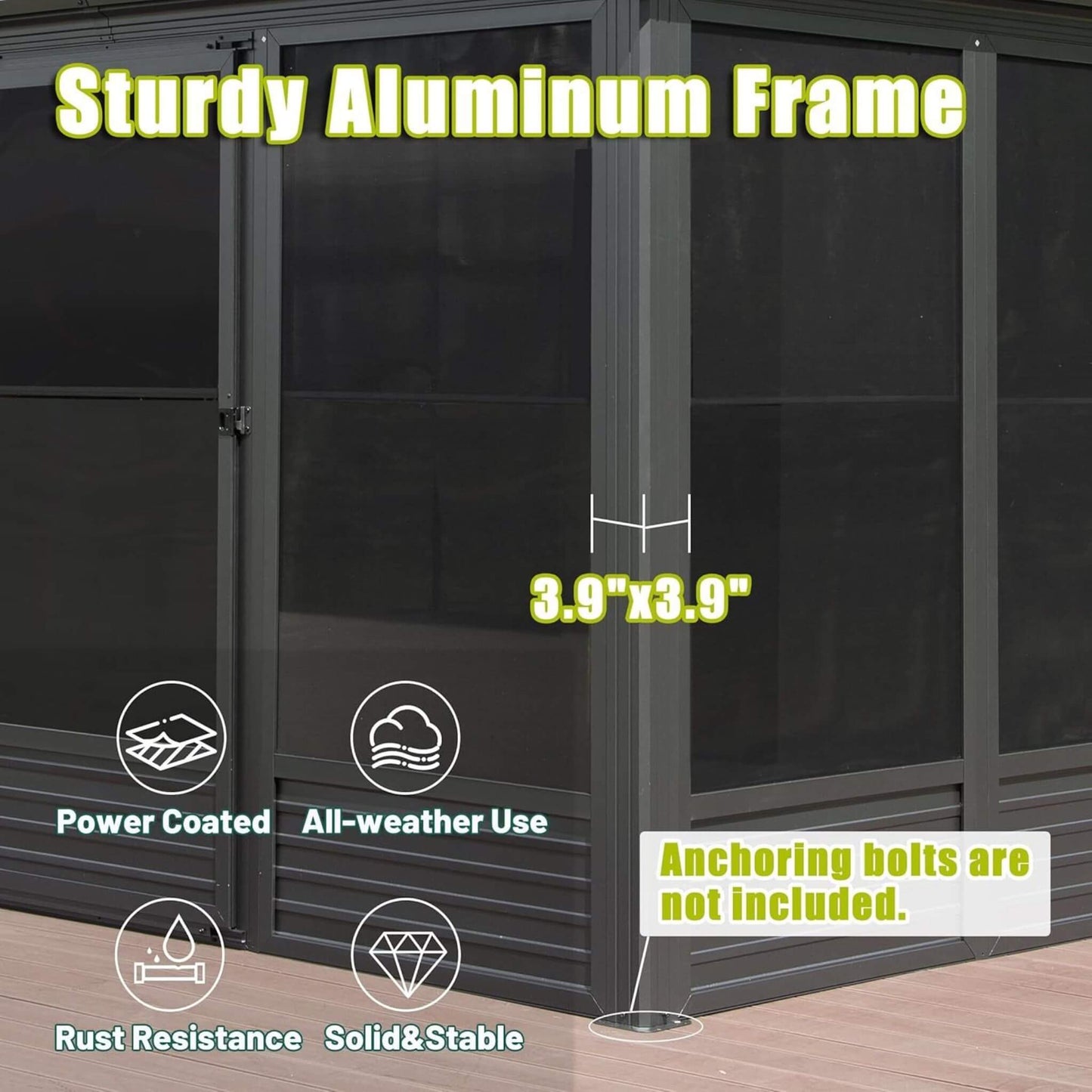 Premium 4-Season Aluminum Hardtop Gazebo with Sliding Doors & PVC Screens