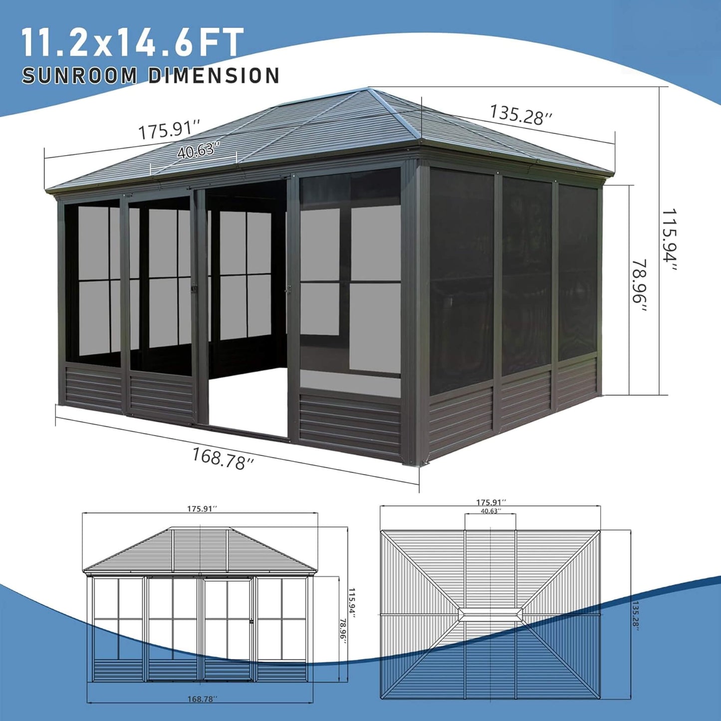 Premium 4-Season Aluminum Hardtop Gazebo with Sliding Doors & PVC Screens