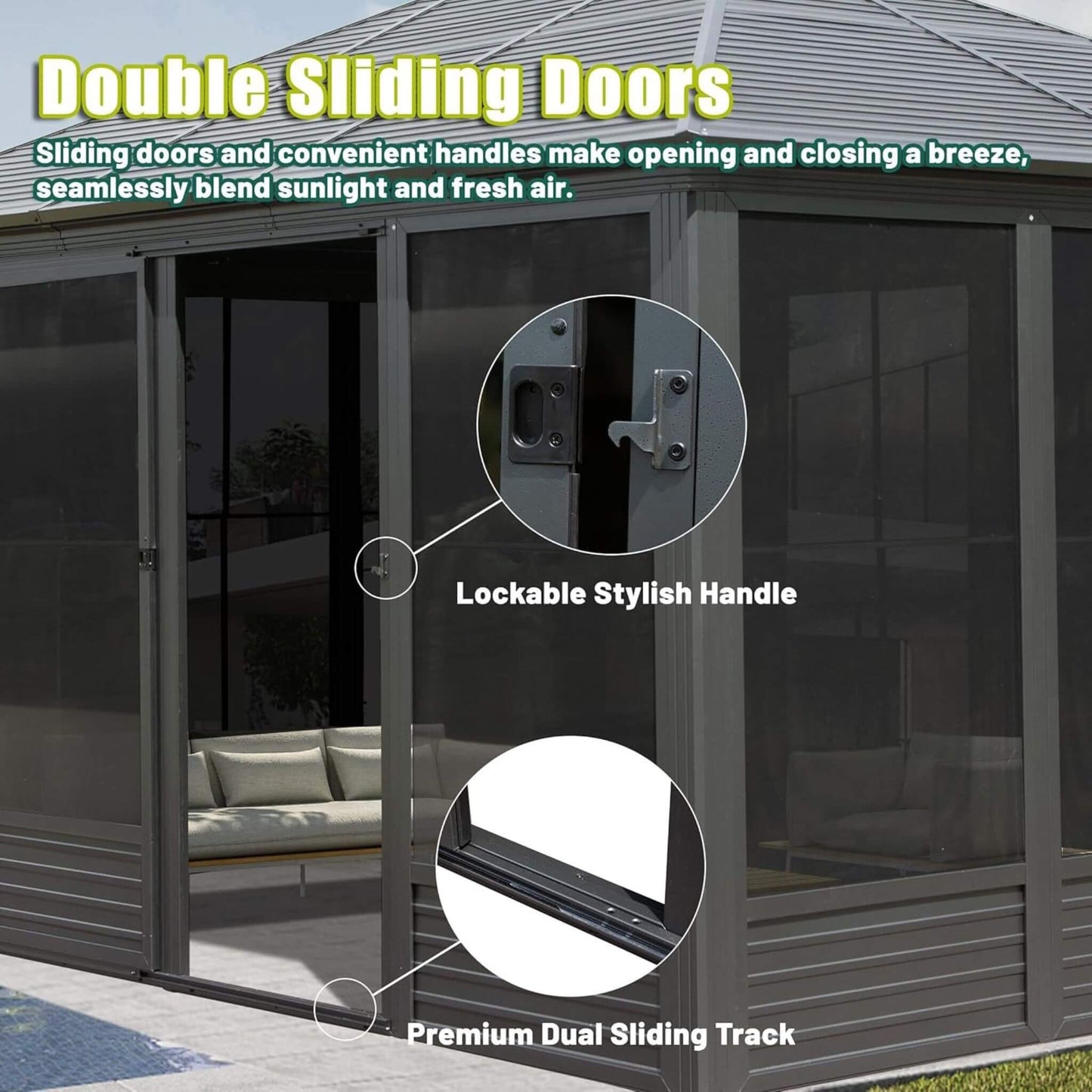 Premium 4-Season Aluminum Hardtop Gazebo with Sliding Doors & PVC Screens
