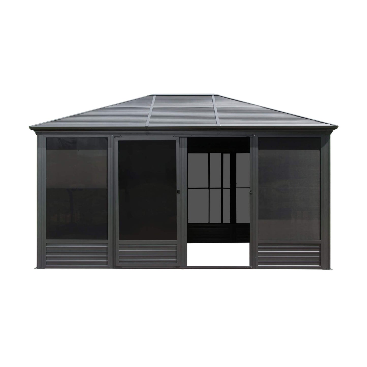 Premium 4-Season Aluminum Hardtop Gazebo with Sliding Doors & PVC Screens