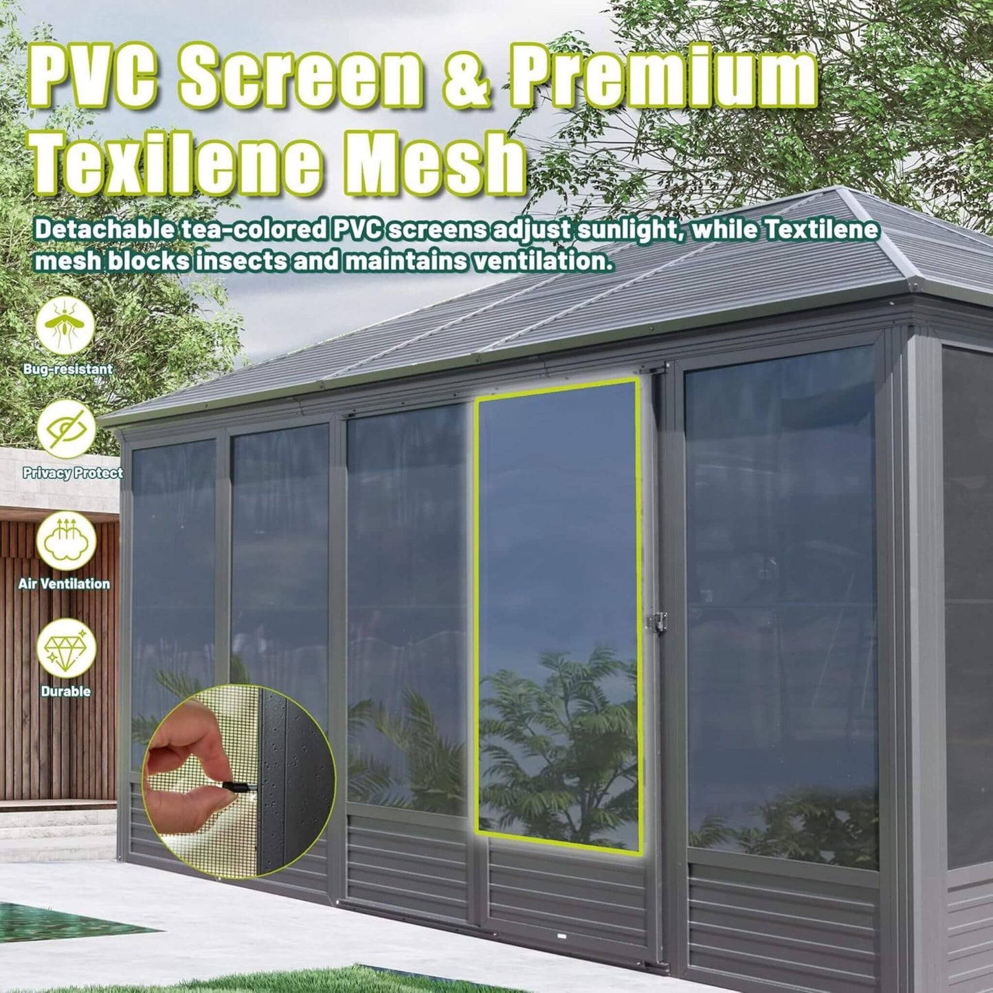 Premium 4-Season Aluminum Hardtop Gazebo with Sliding Doors & PVC Screens