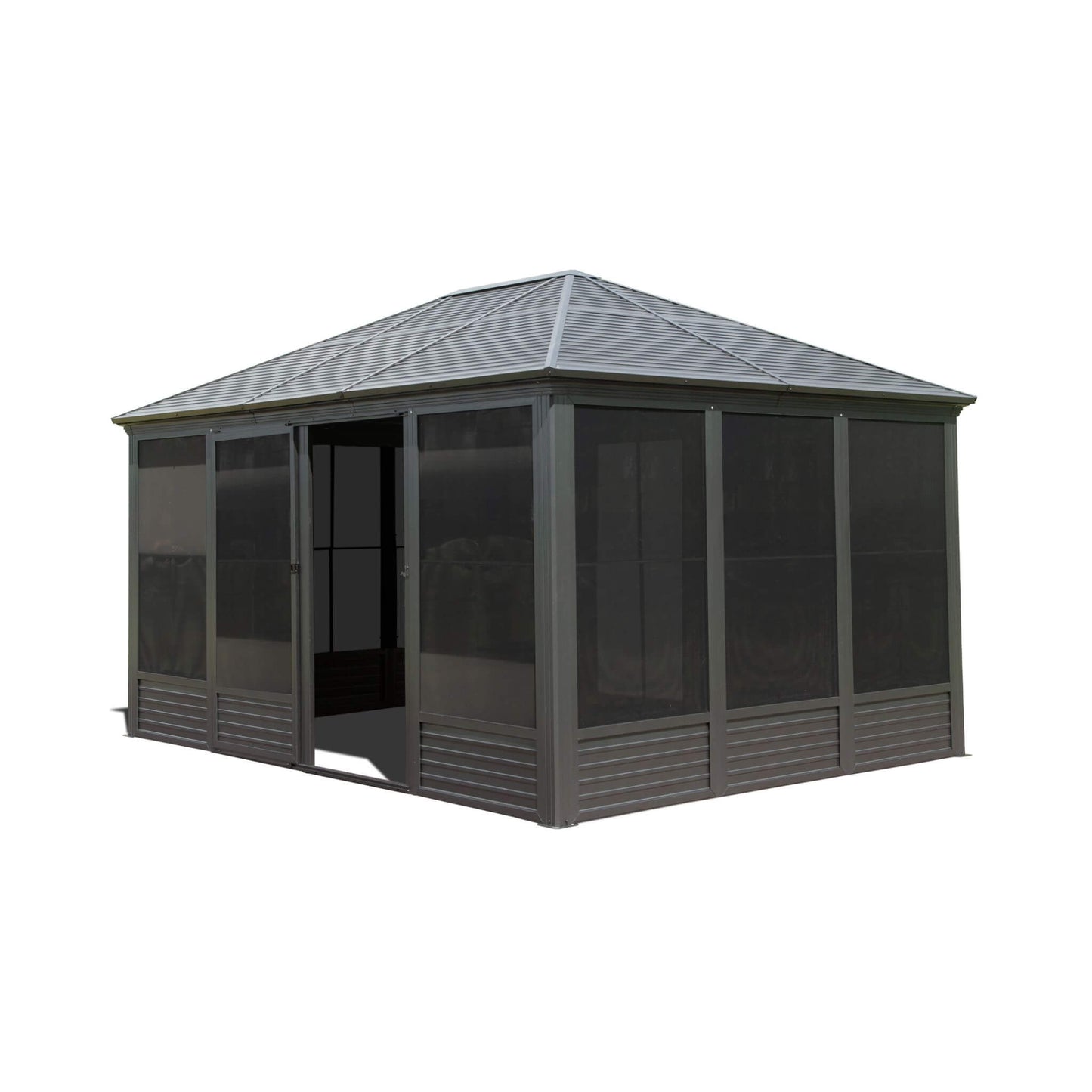 Premium 4-Season Aluminum Hardtop Gazebo with Sliding Doors & PVC Screens