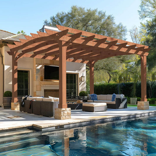 Luxury Cedar Wood Arched Roof Outdoor Pergola