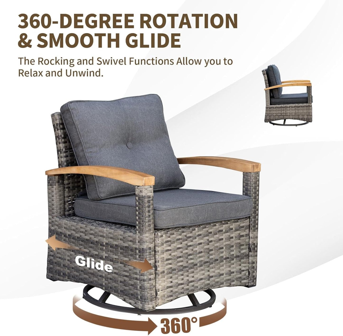 Stylish 7-Piece Outdoor Rattan Patio Set with Swivel Rockers