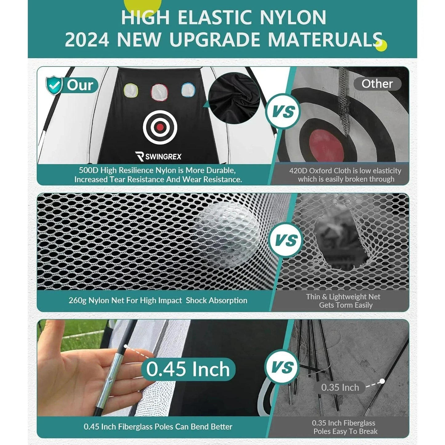 SwingRex 10x7 Golf Practice Net – Golf Hitting Net for Backyard & Garage