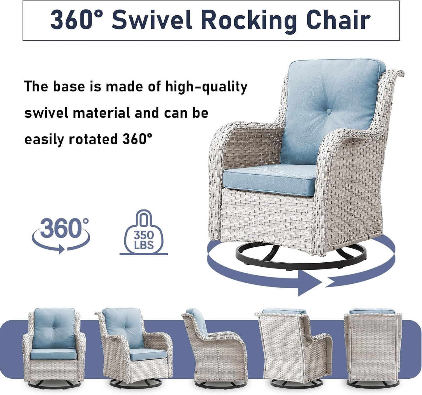 Luxurious 11-Piece Outdoor Furniture Set with Swivel Rockers