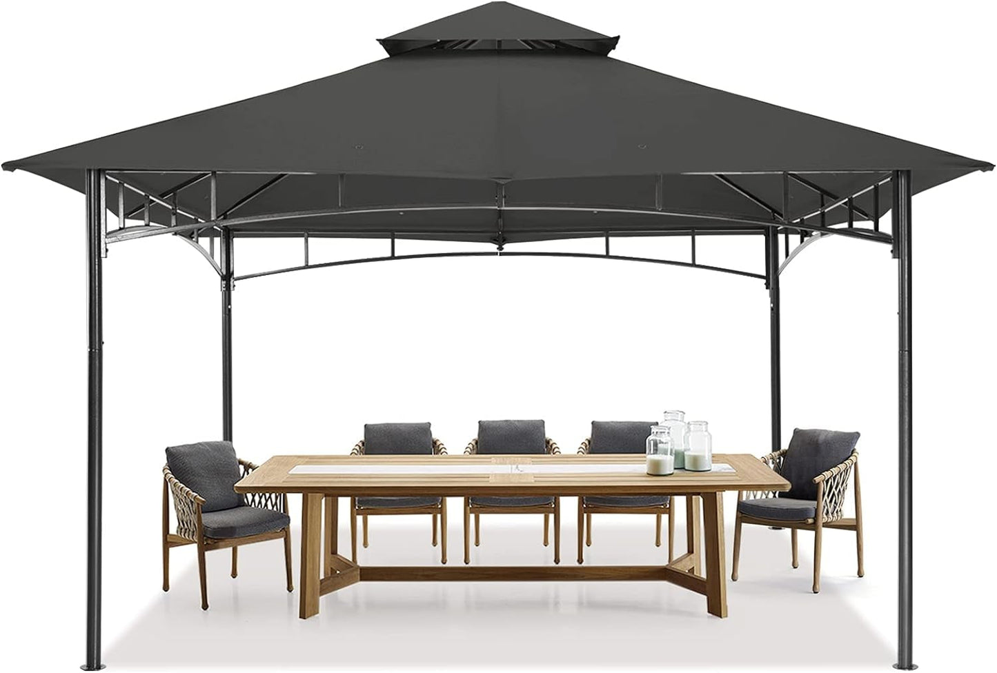 Stylish 11x11 Dark Gray Outdoor Gazebo with Steel Frame