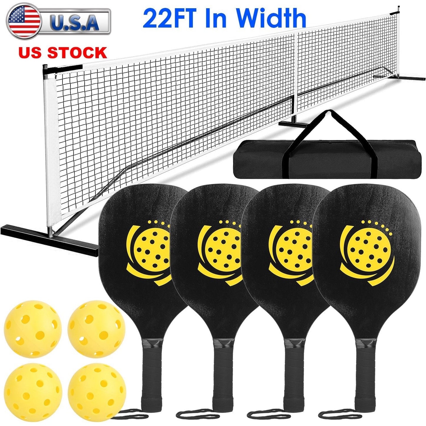Gbruno Portable Pickleball Net Set with Paddles and Balls