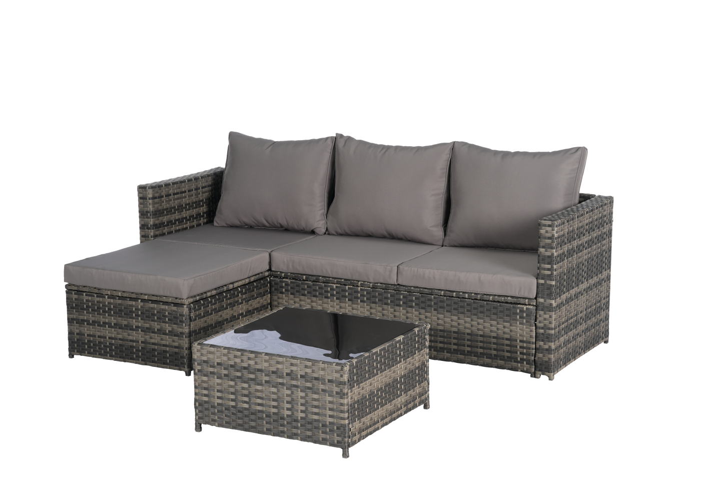 2 Piece Outdoor L-Shaped Wicker Patio Set – Sectional Sofa with