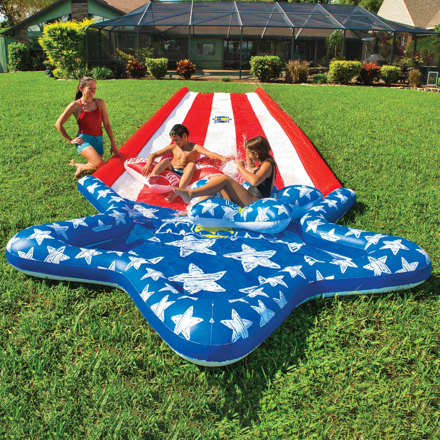 WOW Sports Americana Stars & Stripes 40ft Super Slide with Splash Pool