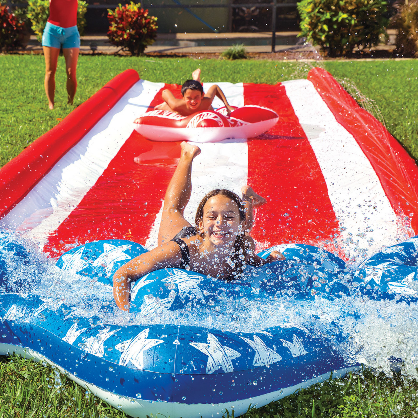 WOW Sports Americana Stars & Stripes 40ft Super Slide with Splash Pool
