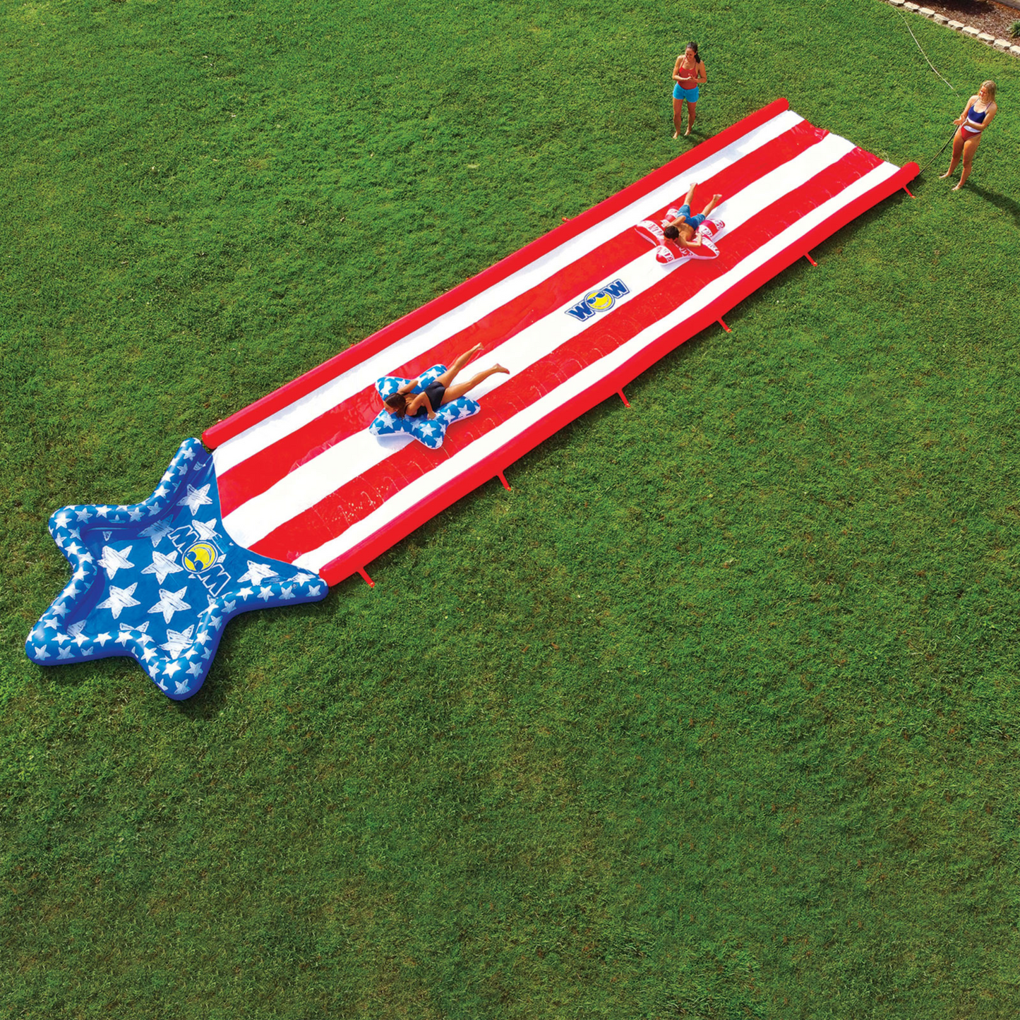 WOW Sports Americana Stars & Stripes 40ft Super Slide with Splash Pool