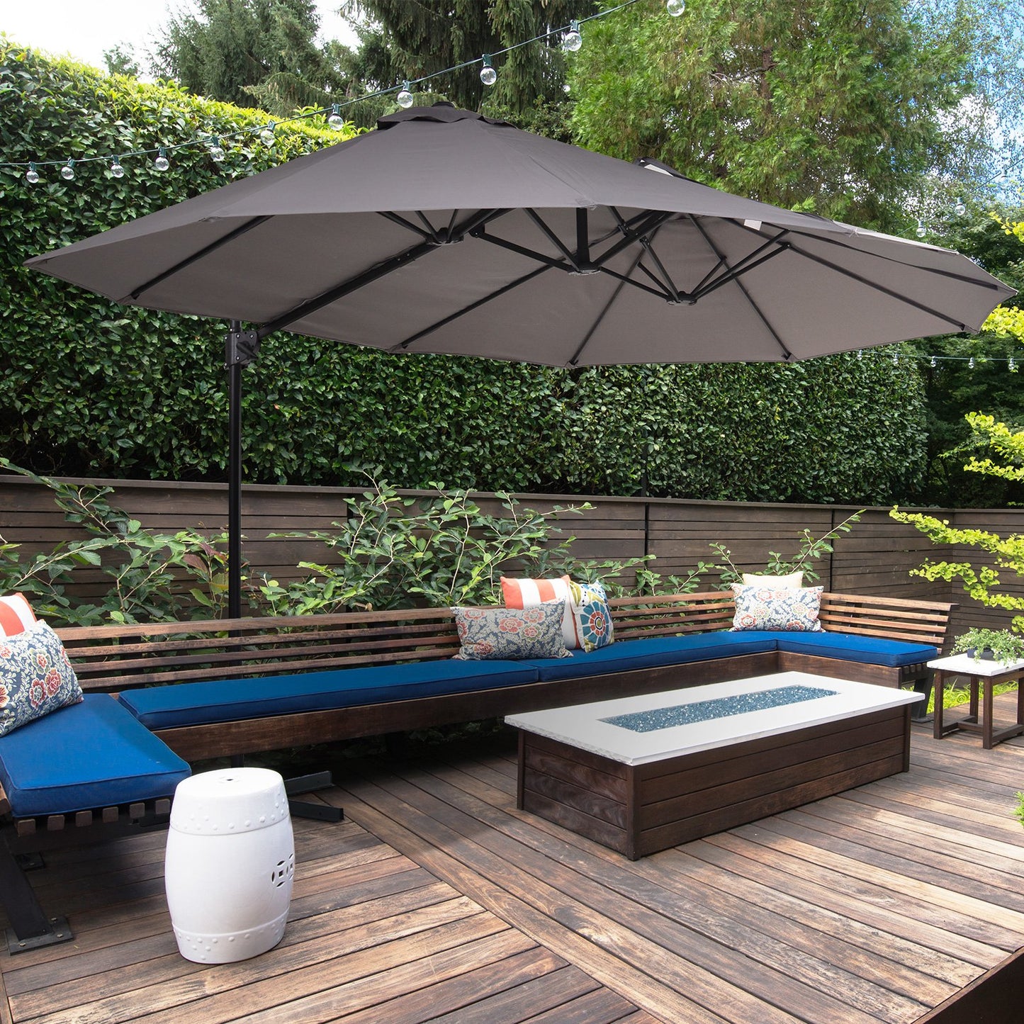 Outsunny Grey Double-Sided Patio Umbrella