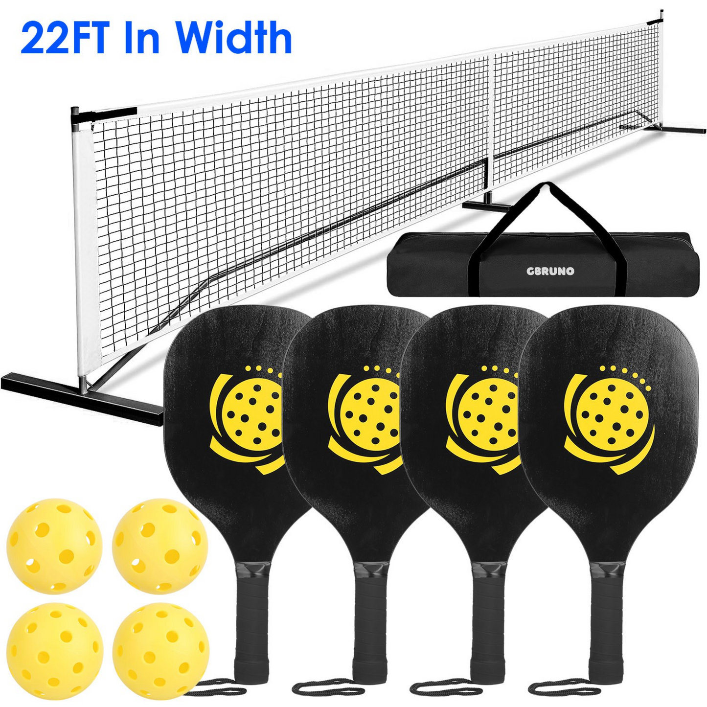 Gbruno Portable Pickleball Net Set with Paddles and Balls