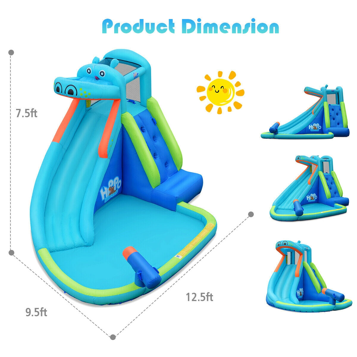 Gbruno Inflatable Water Pool with Splash Slide for Kids