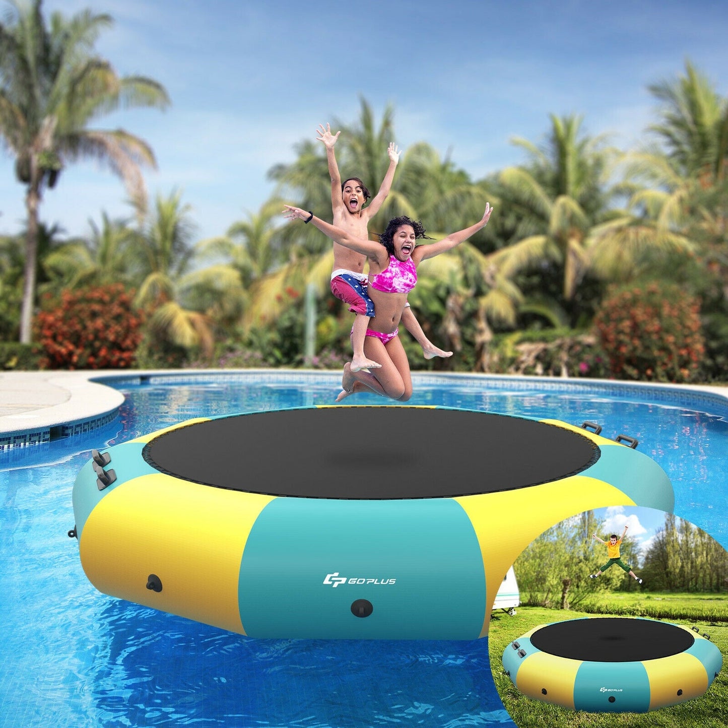 Gbruno 12 Feet Inflatable Yellow Water Bouncer Trampoline