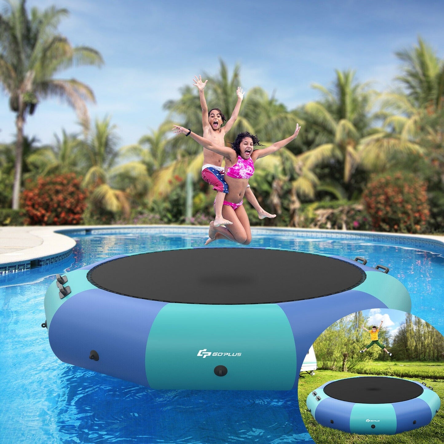 Gbruno 12 Feet Inflatable Splash Trampoline Bouncer
