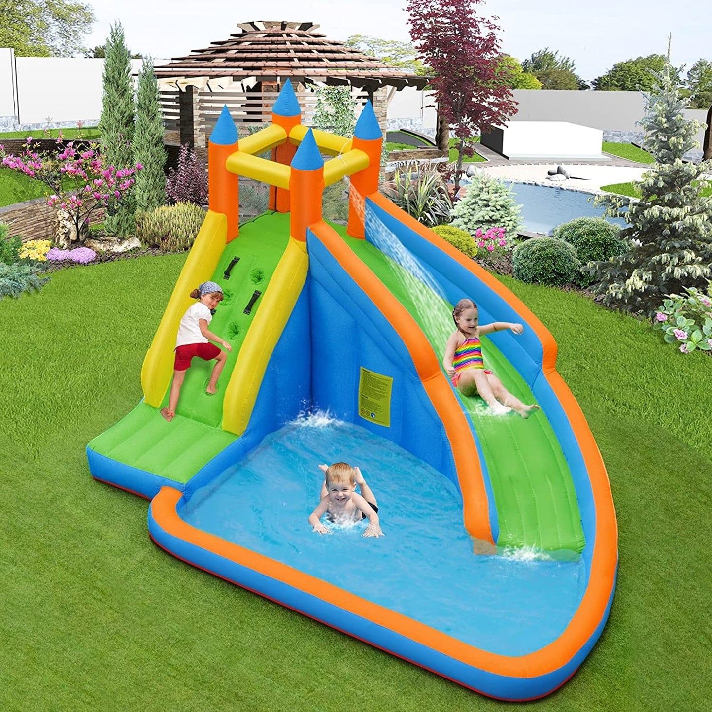Gbruno Kids Inflatable Water Slide and Bouncing House with Blower