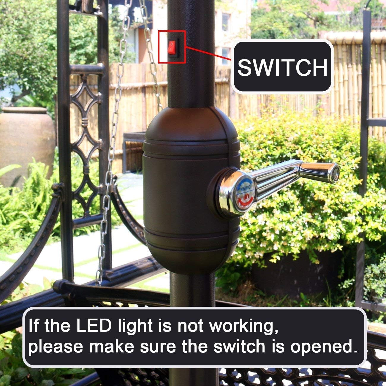 9 Ft Solar LED Lighted Patio Umbrella