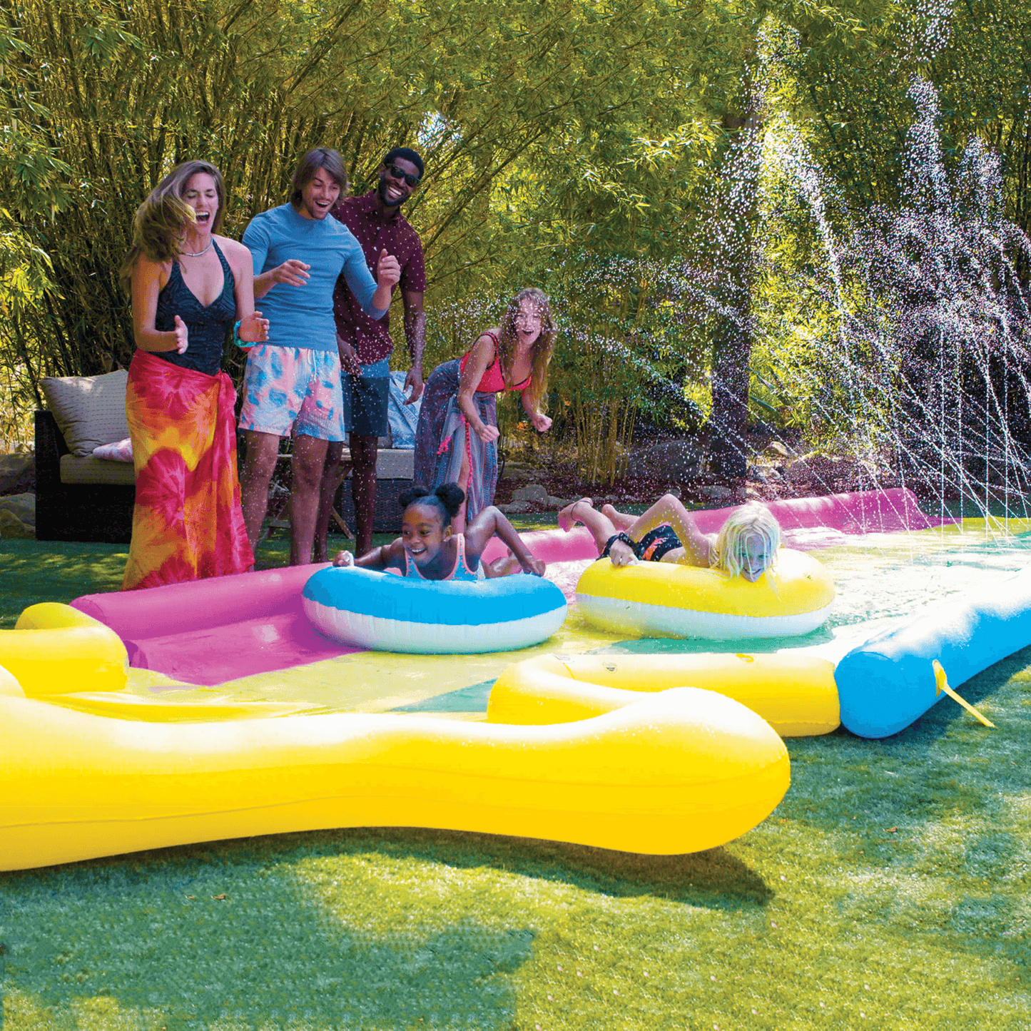 WOW Watersports 40' Rainbow Star Super Slide with Splash Pool & Inflatable Sleds