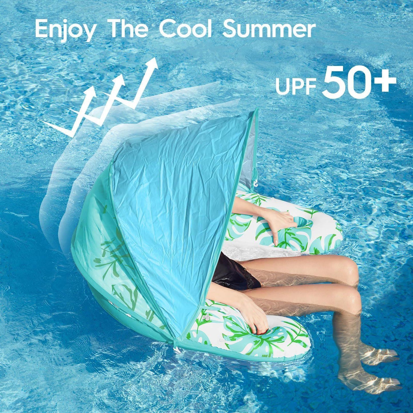 Comfortable Inflatable Pool Float with UPF 50+ Canopy