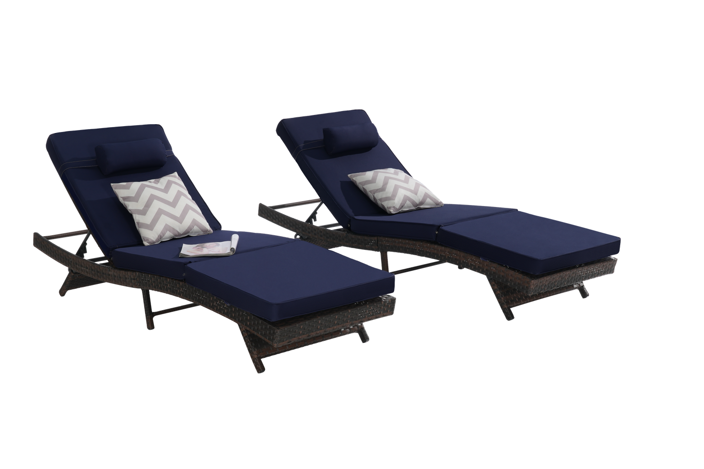 Outdoor Wicker Adjustable Reclining Lounge Chair Set – 2 Pieces