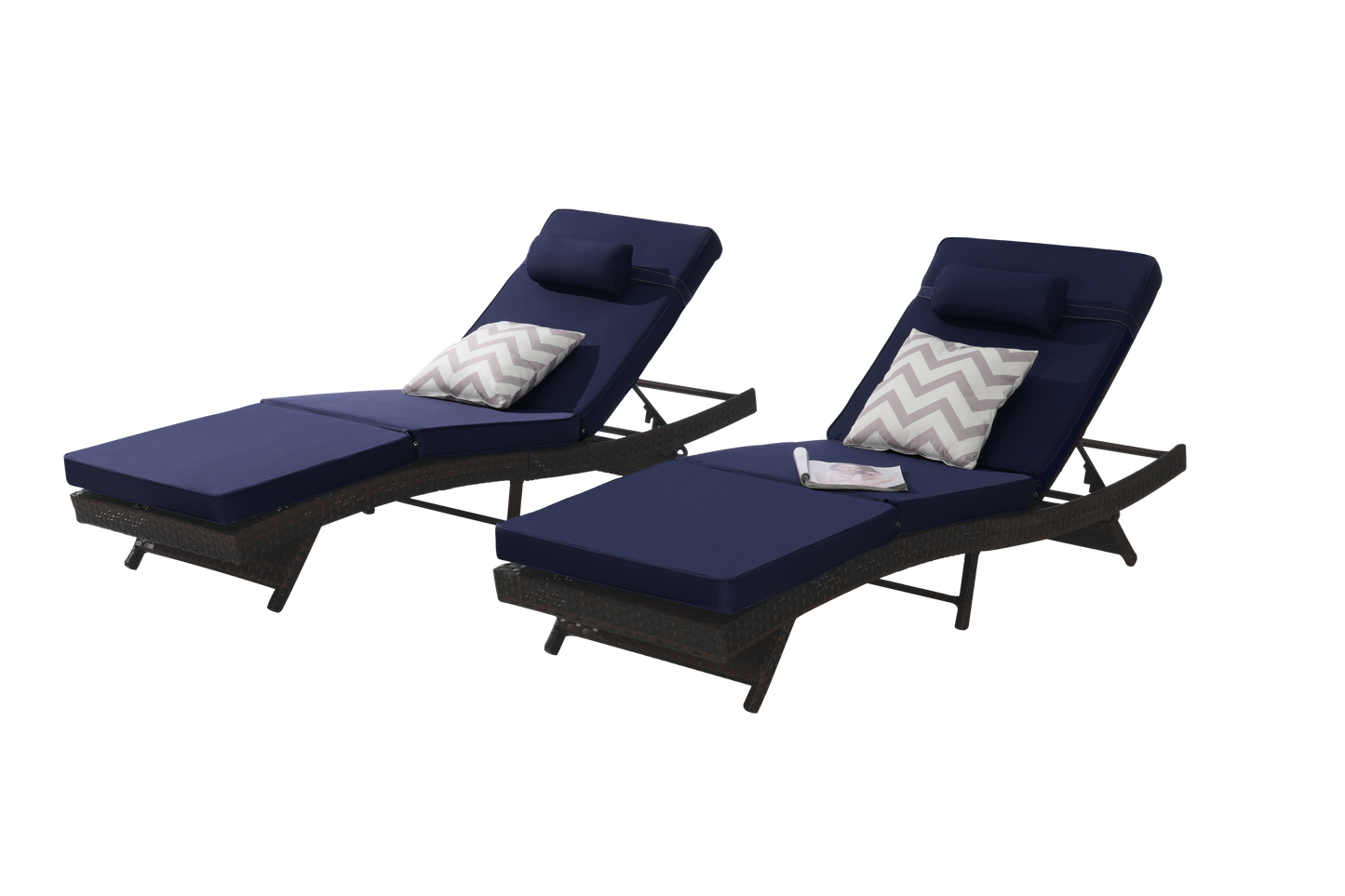 Outdoor Wicker Adjustable Reclining Lounge Chair Set – 2 Pieces