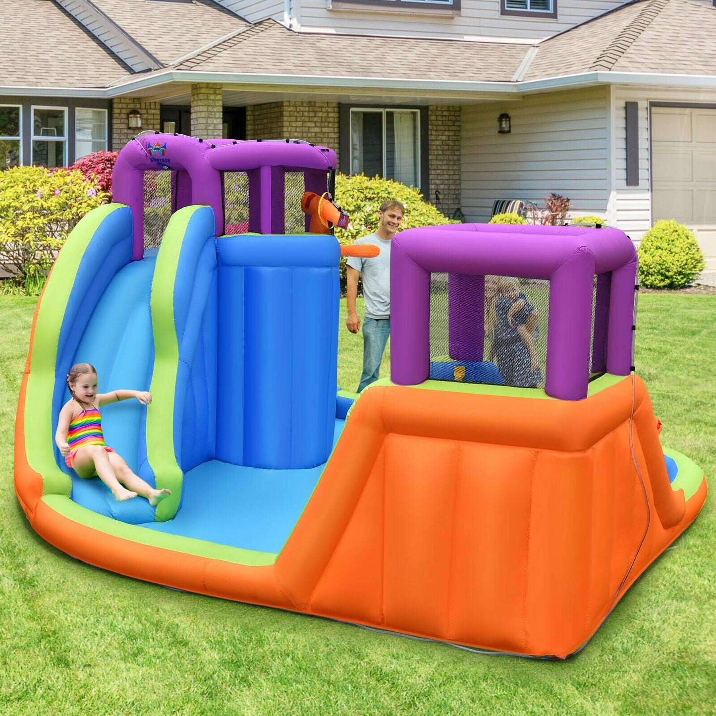 Gbruno 6-in-1 Inflatable Dual Water Slide Bounce House