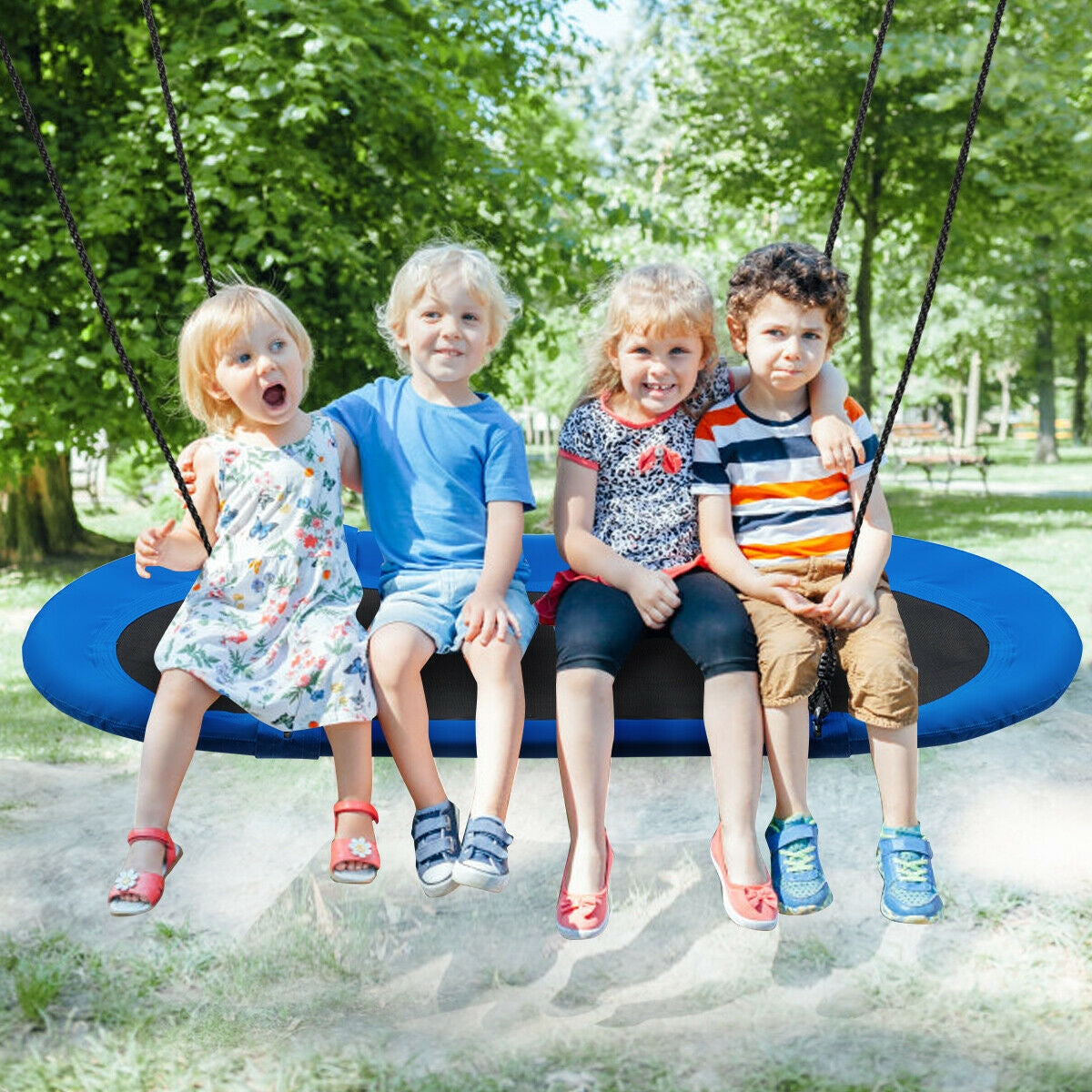 Gbruno 60 Inch Adjustable Saucer Swing Set - Blue & Black