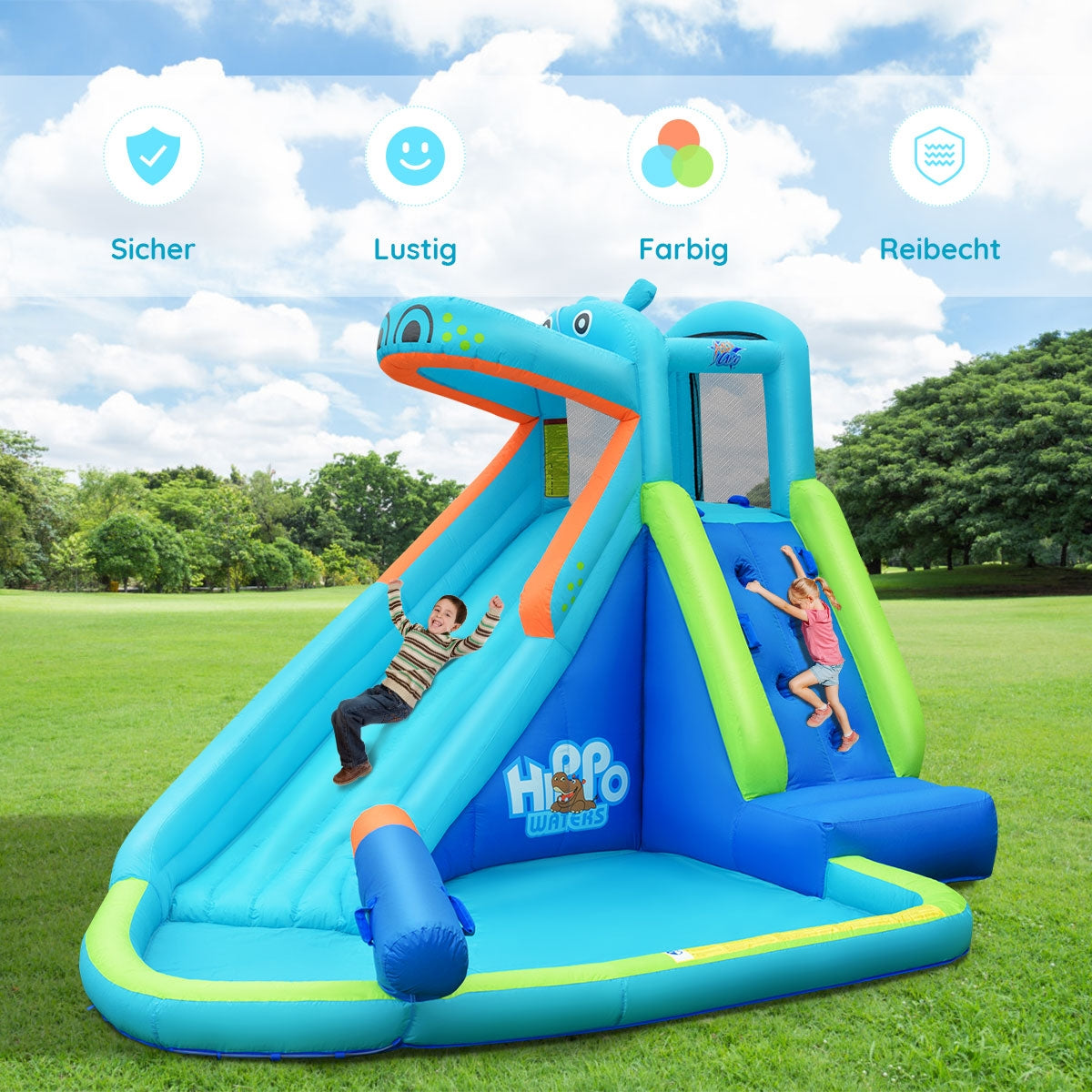 Gbruno Inflatable Water Pool with Splash Slide for Kids