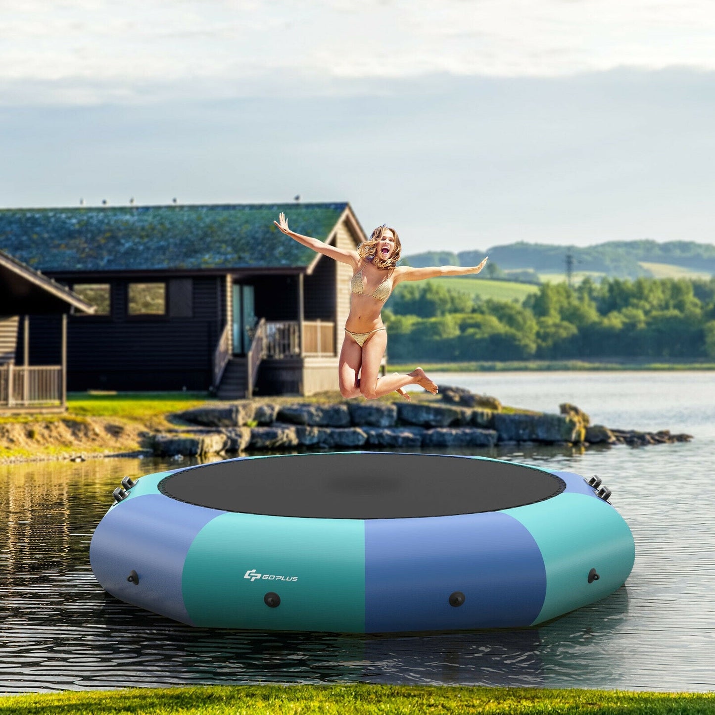 Gbruno 12 Feet Inflatable Splash Trampoline Bouncer