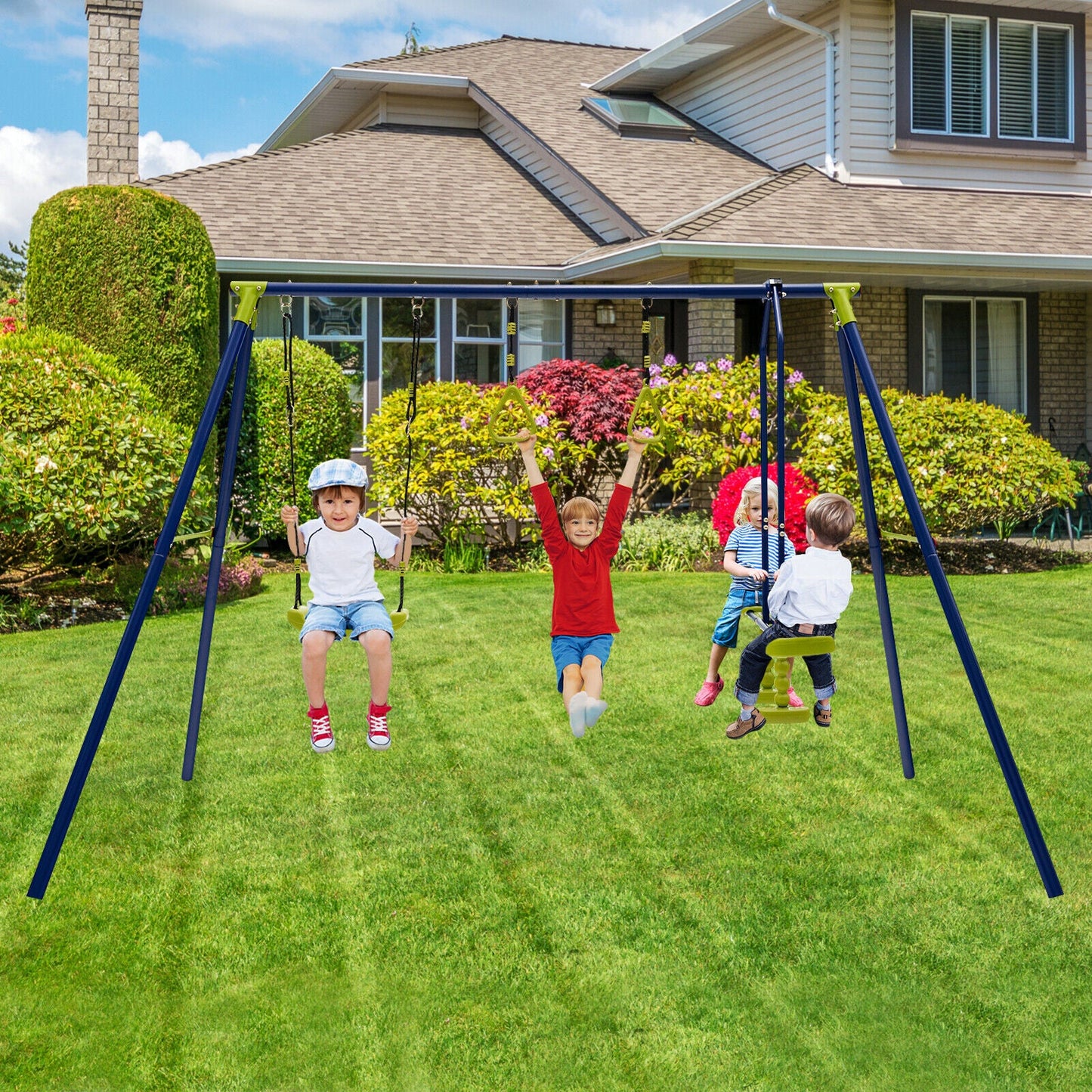 Gbruno 3-in-1 Outdoor Swing Set for Kids 3-10