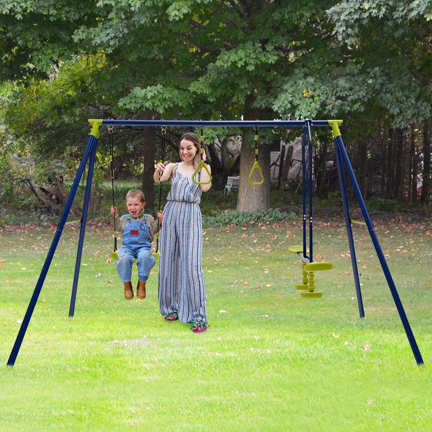 Gbruno 3-in-1 Outdoor Swing Set for Kids 3-10