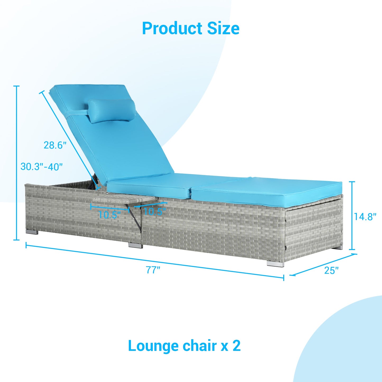 Premium Outdoor PE Rattan Adjustable Chaise Lounge Set with Table