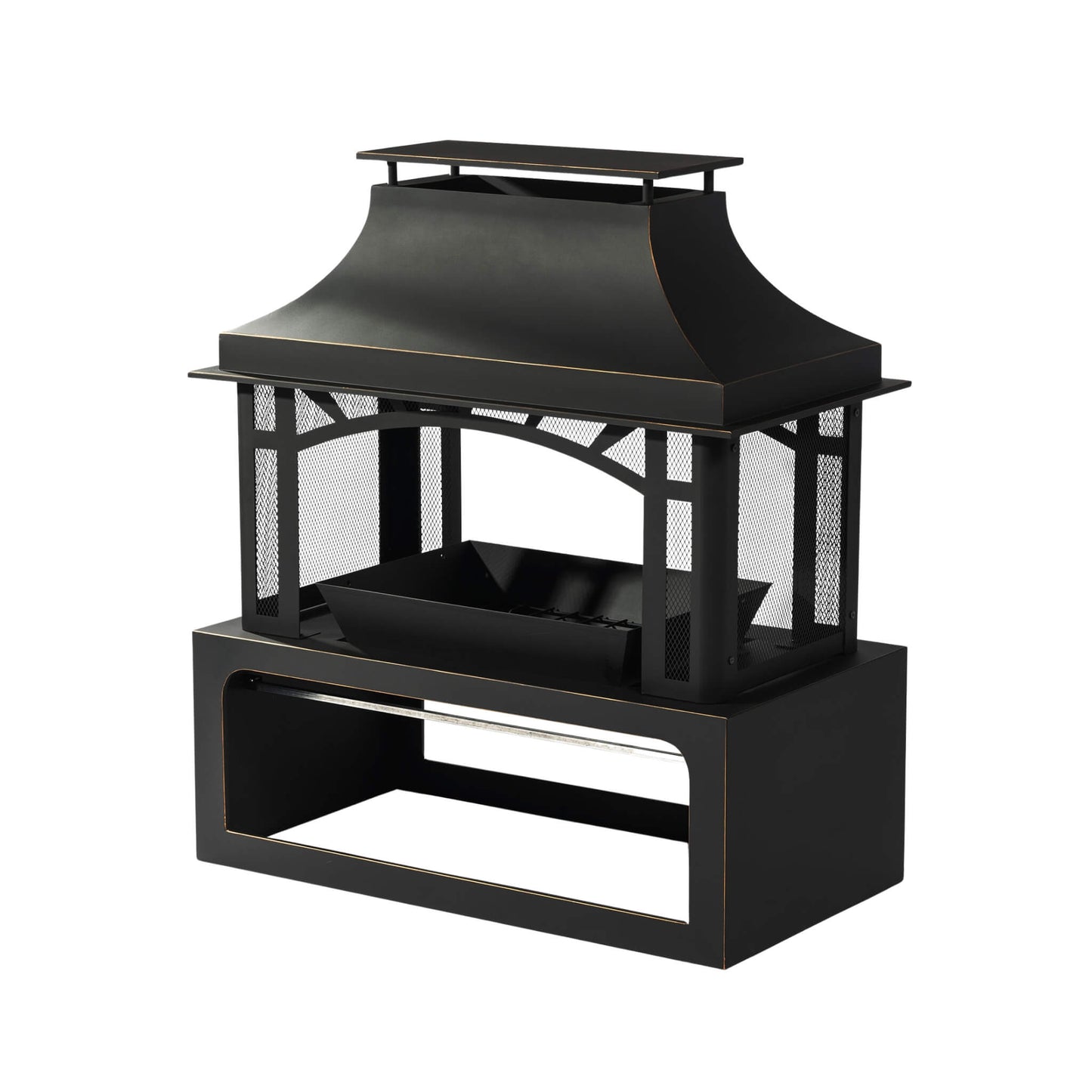 40-Inch Steel Wood-Burning Fire Pit with Grill and Spark Screen