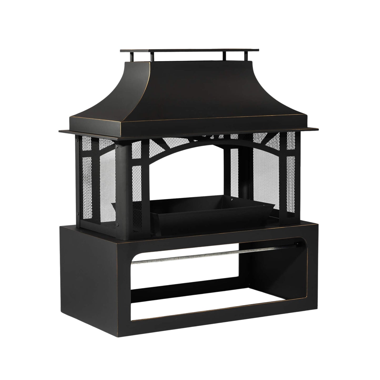 40-Inch Steel Wood-Burning Fire Pit with Grill and Spark Screen