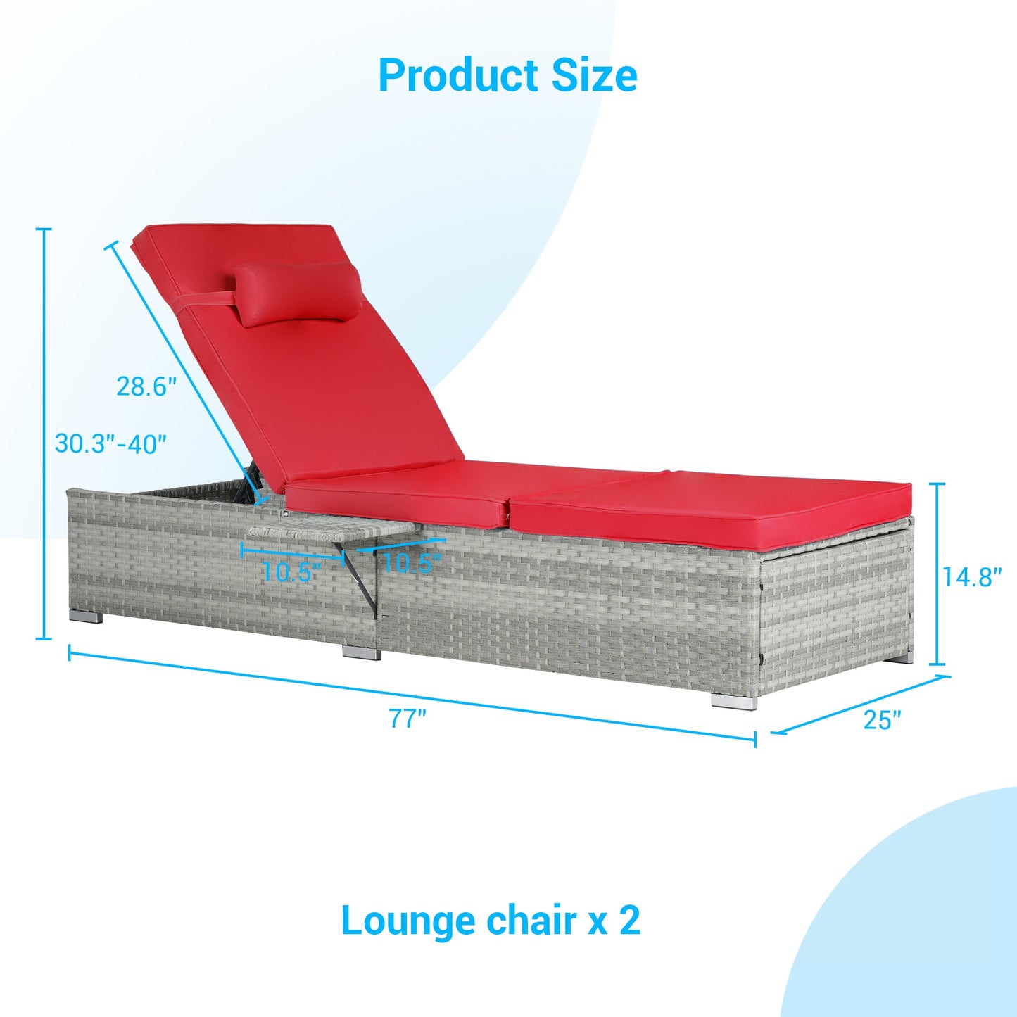Premium Outdoor PE Rattan Adjustable Chaise Lounge Set with Table