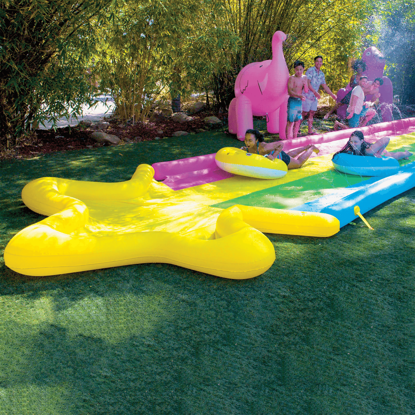 WOW Watersports 40' Rainbow Star Super Slide with Splash Pool & Inflatable Sleds