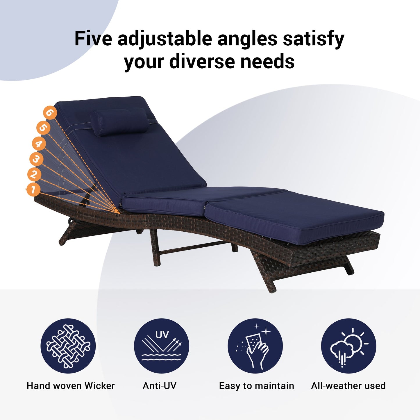 Outdoor Wicker Adjustable Reclining Lounge Chair Set – 2 Pieces