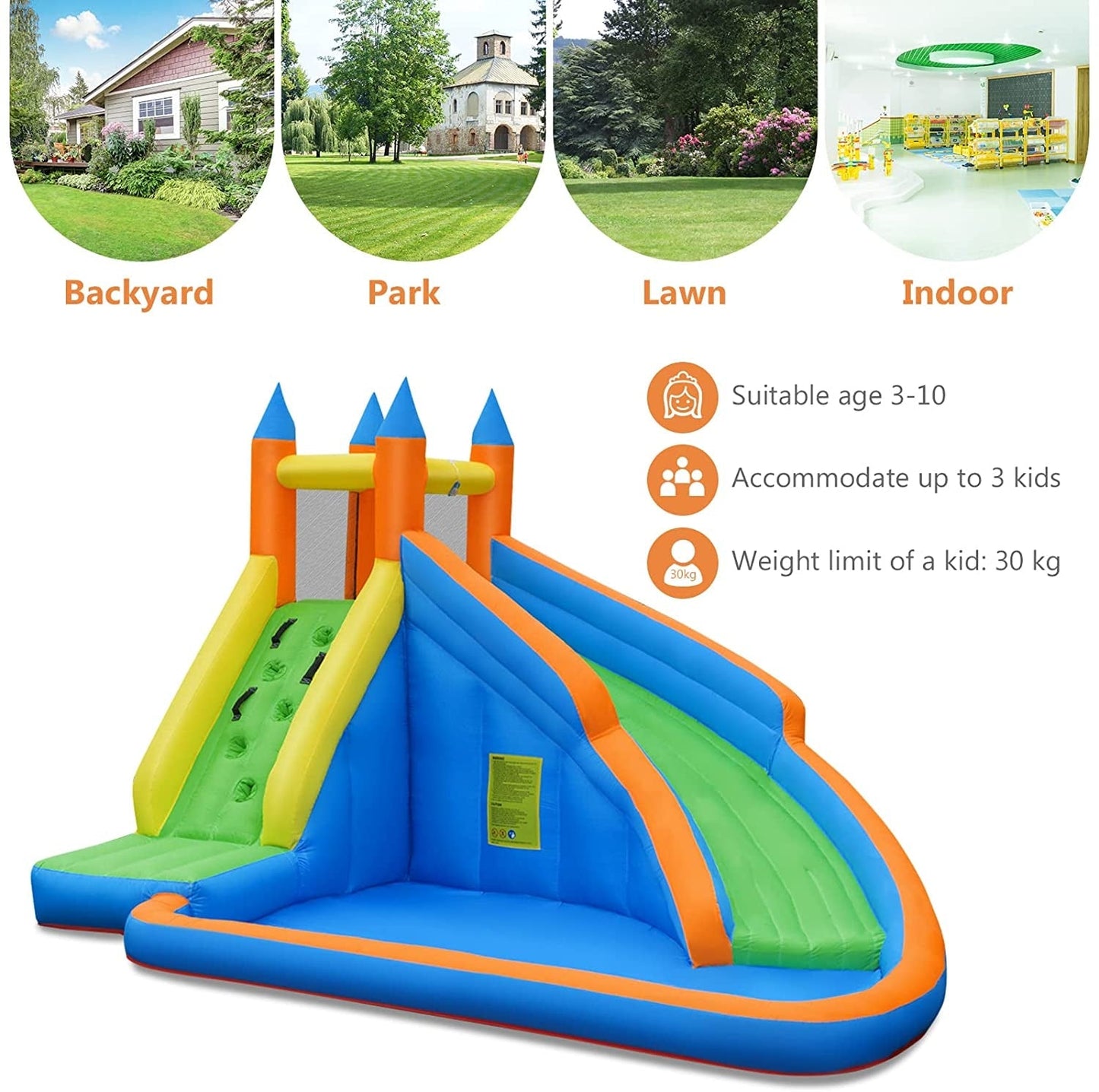 Gbruno Kids Inflatable Water Slide and Bouncing House with Blower