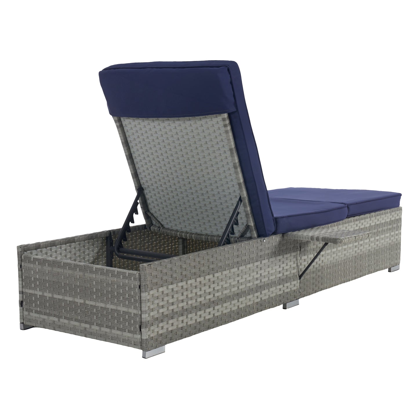 Premium Outdoor PE Rattan Adjustable Chaise Lounge Set with Table