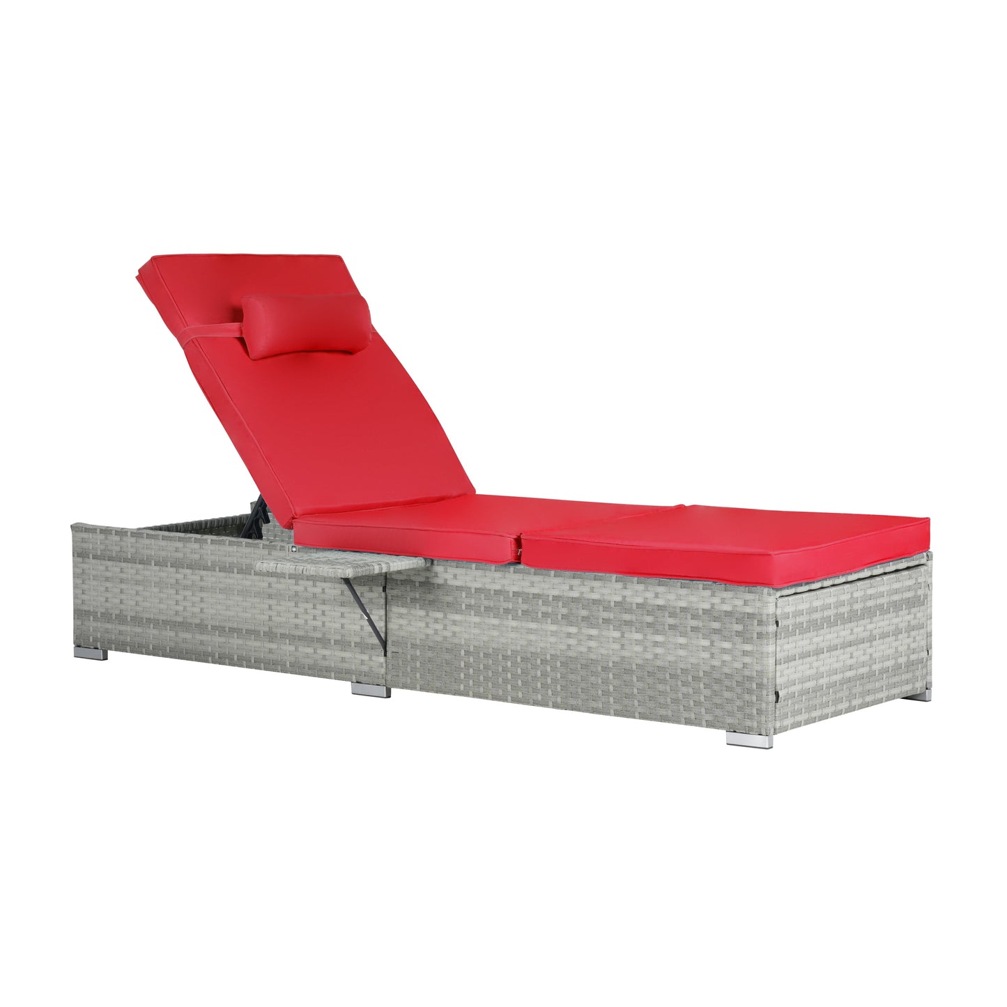 Premium Outdoor PE Rattan Adjustable Chaise Lounge Set with Table