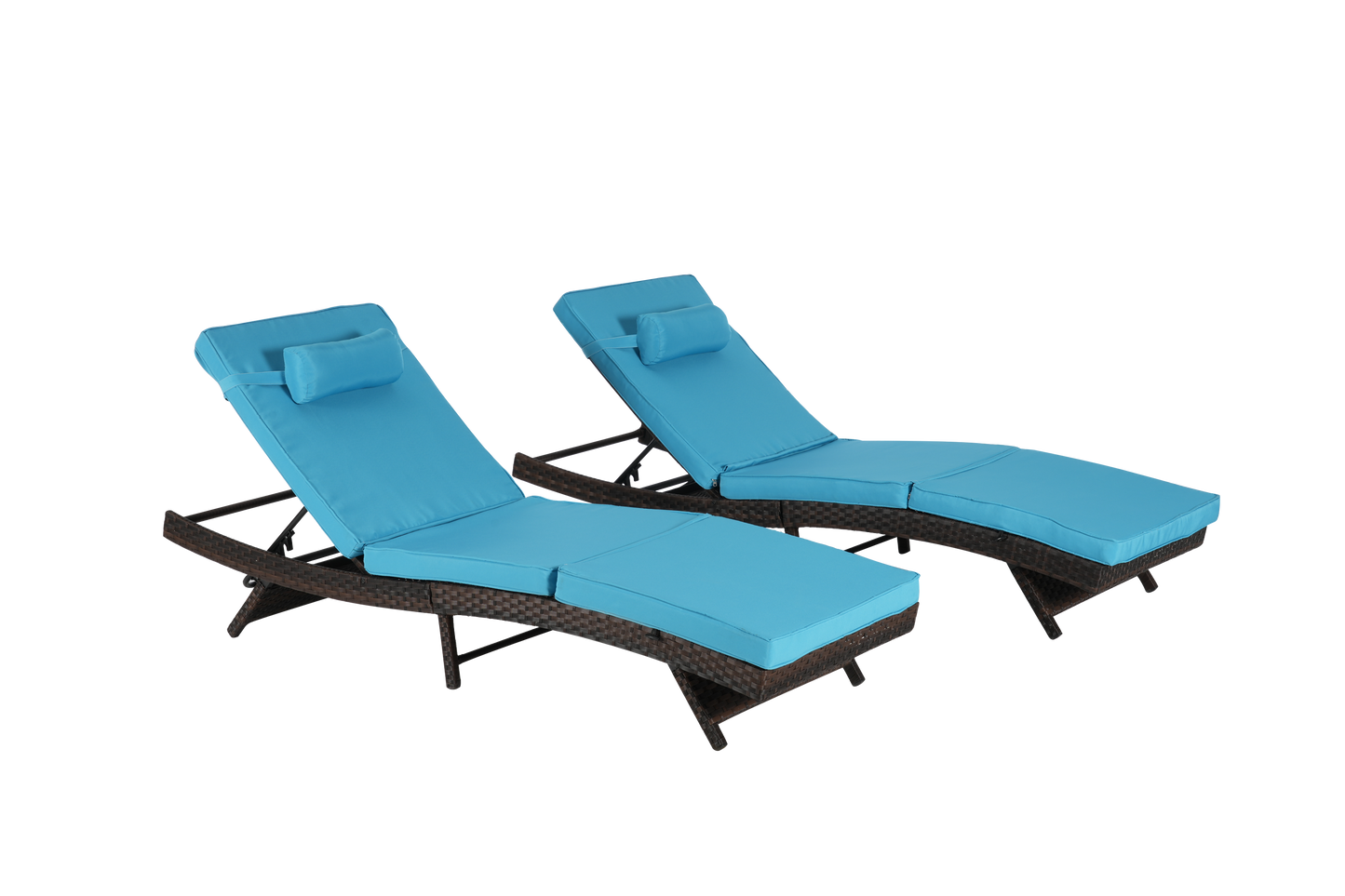 Outdoor Wicker Adjustable Reclining Lounge Chair Set – 2 Pieces