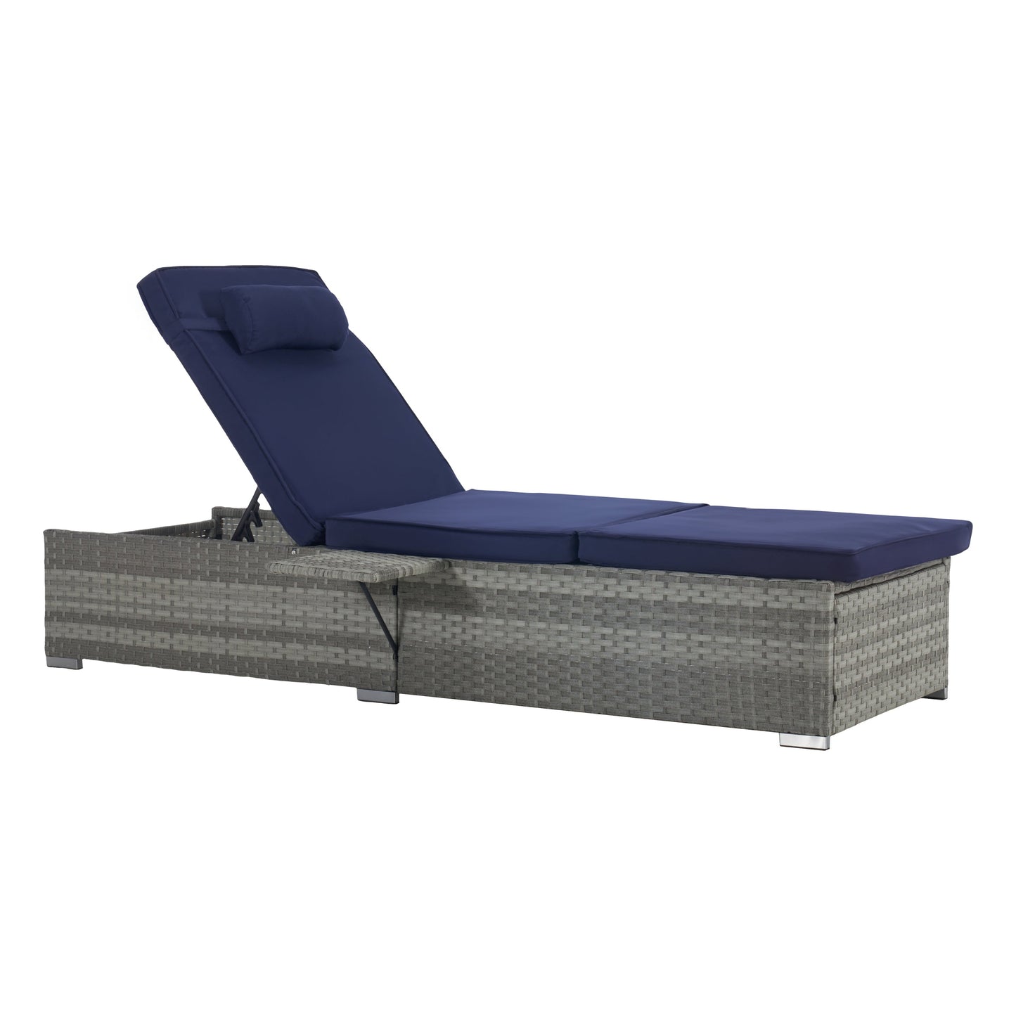 Premium Outdoor PE Rattan Adjustable Chaise Lounge Set with Table