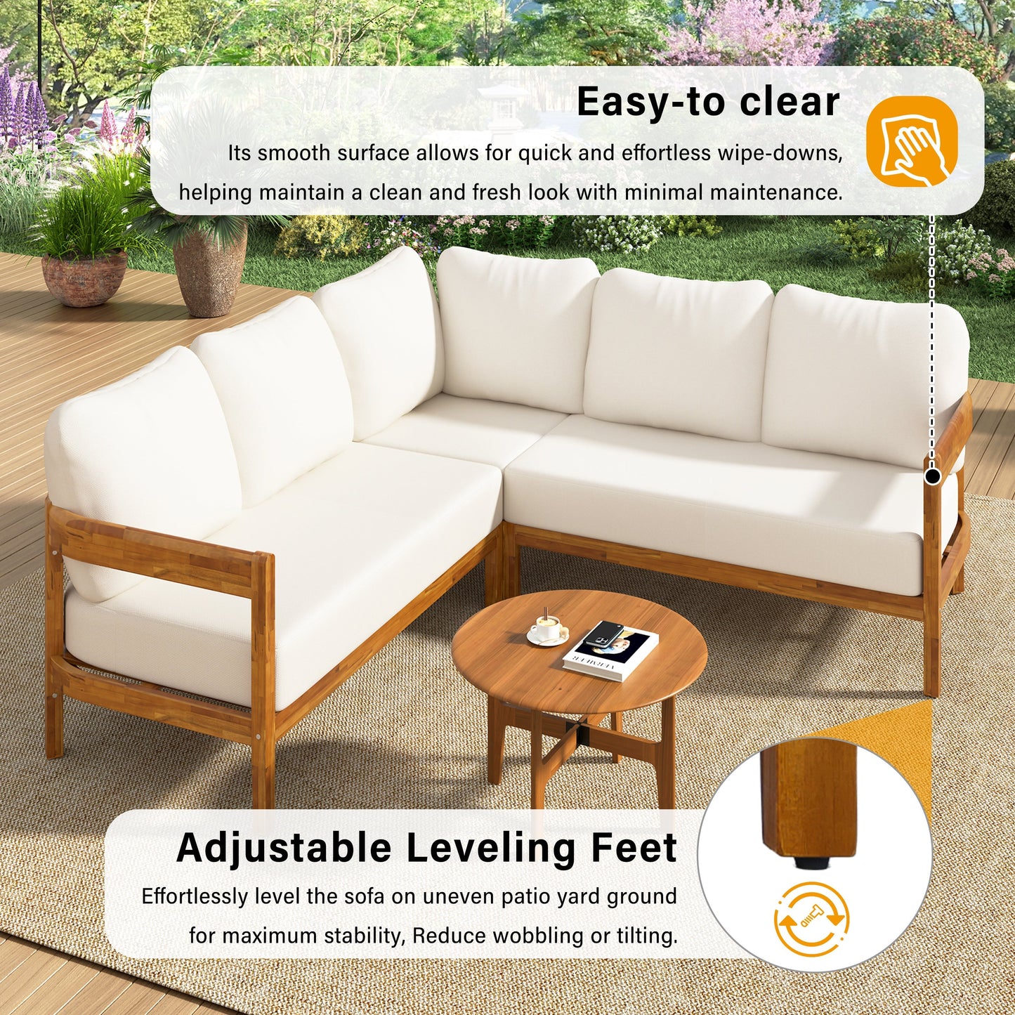 U_Style Acacia Solid Wood Patio Furniture Set