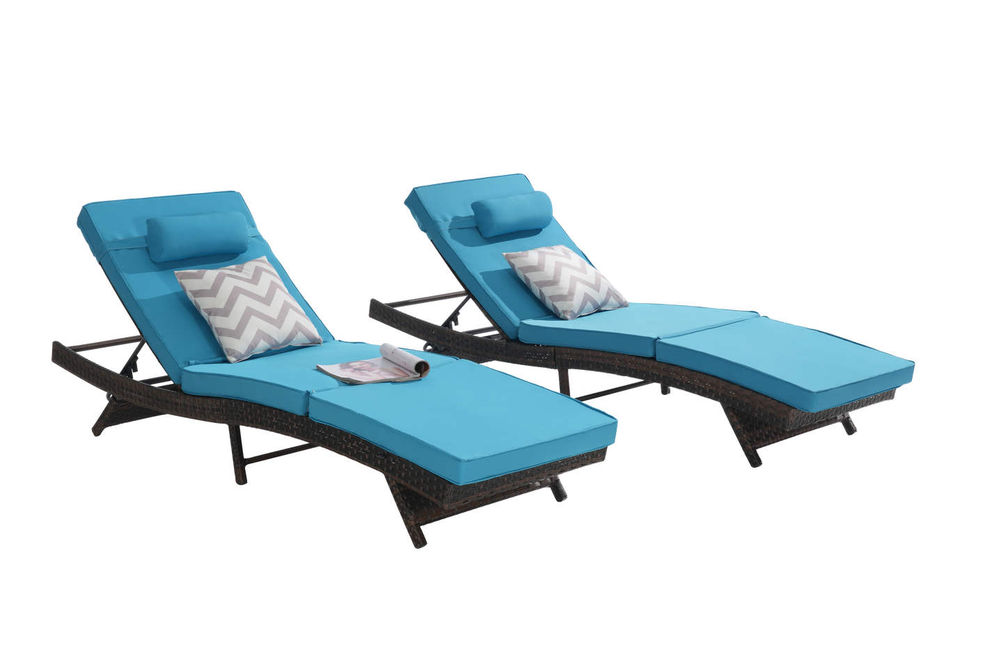Outdoor Wicker Adjustable Reclining Lounge Chair Set – 2 Pieces