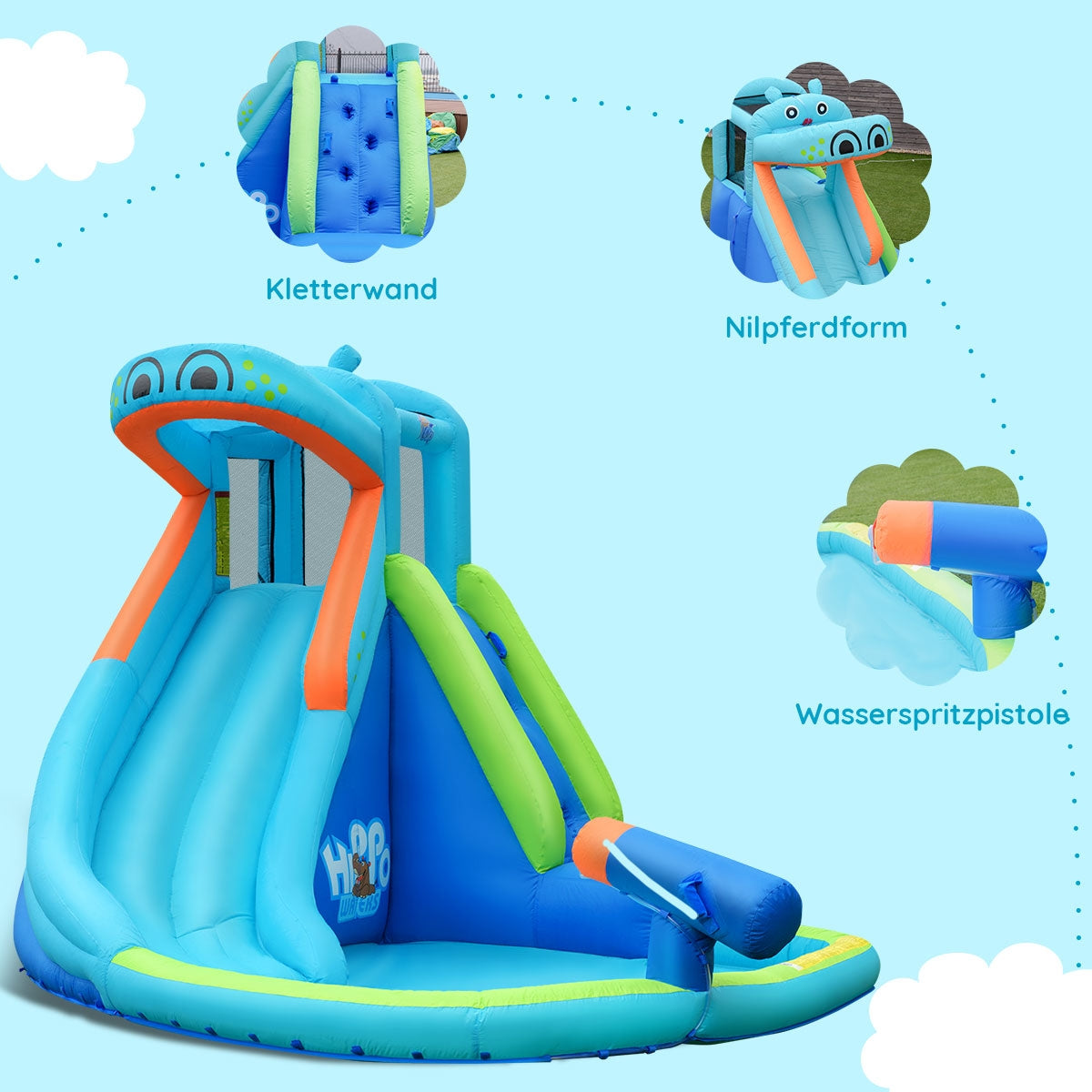 Gbruno Inflatable Water Pool with Splash Slide for Kids