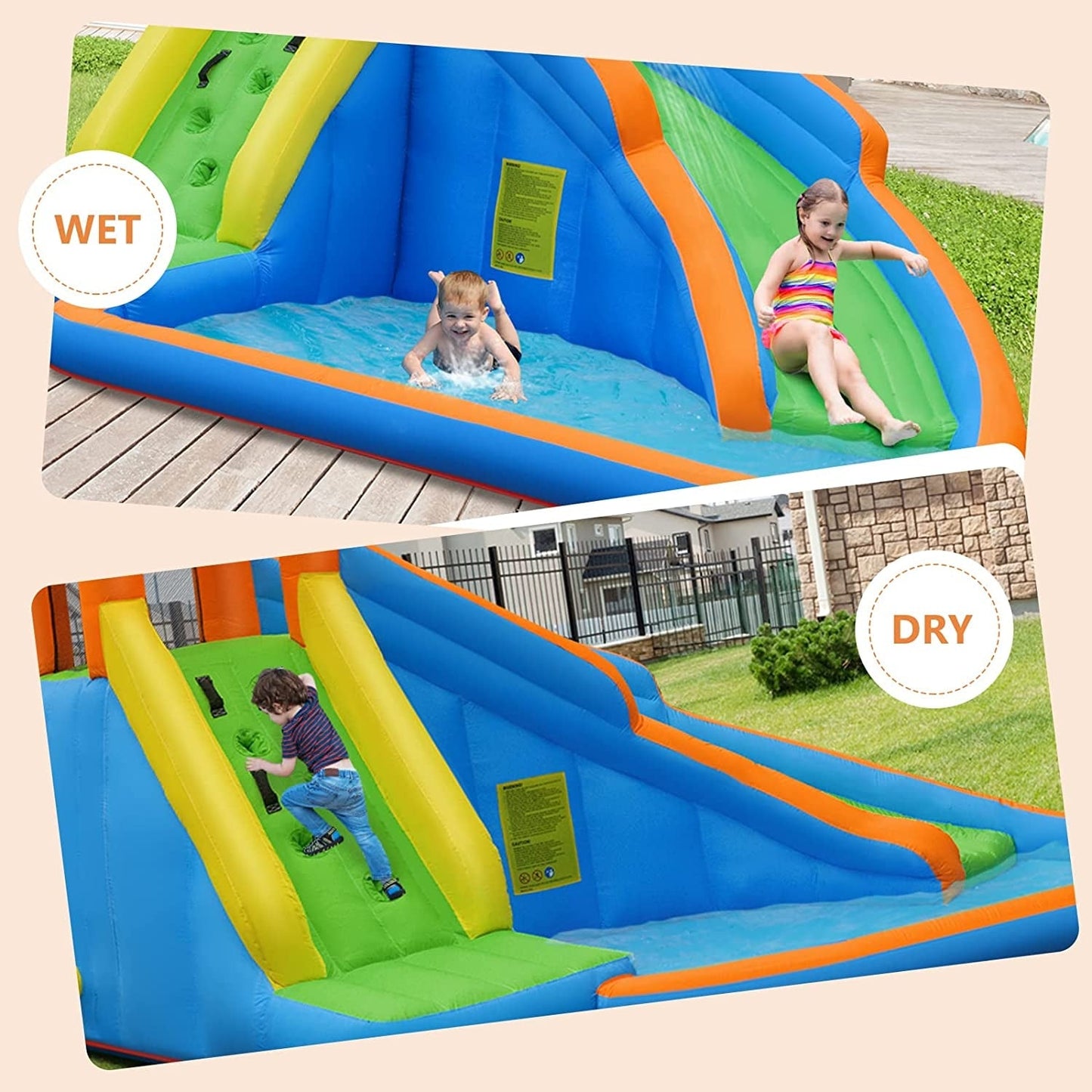 Gbruno Kids Inflatable Water Slide and Bouncing House with Blower