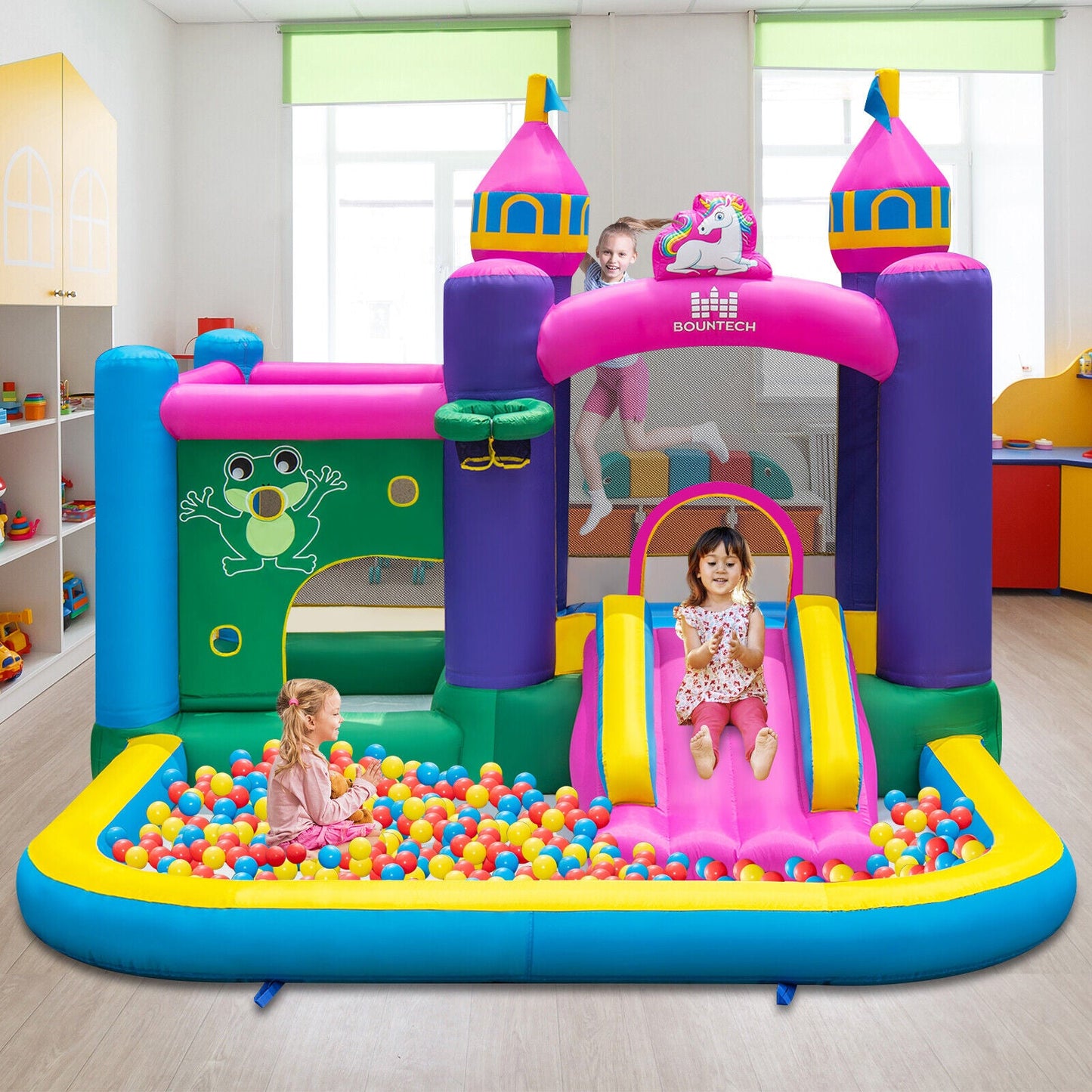 Gbruno 6-in-1 Kids Inflatable Unicorn Bounce House with Blower