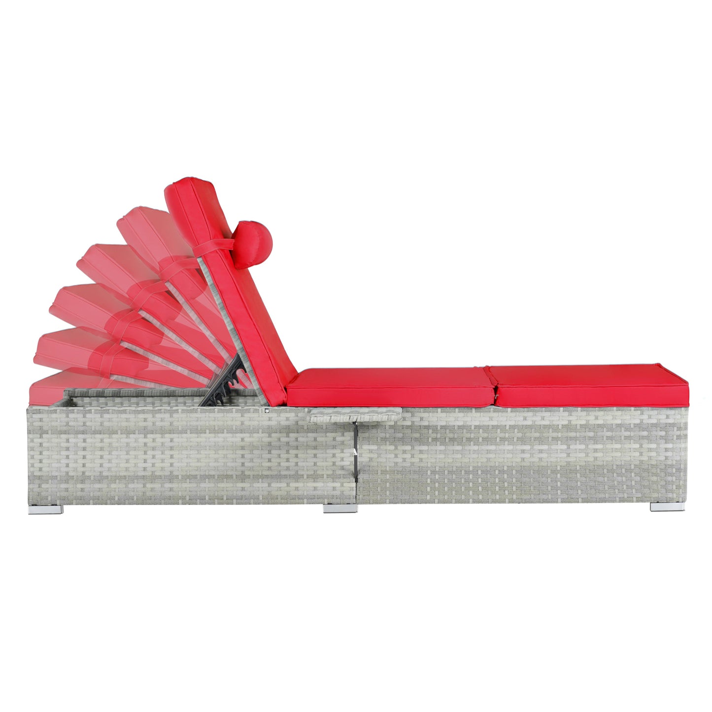 Premium Outdoor PE Rattan Adjustable Chaise Lounge Set with Table